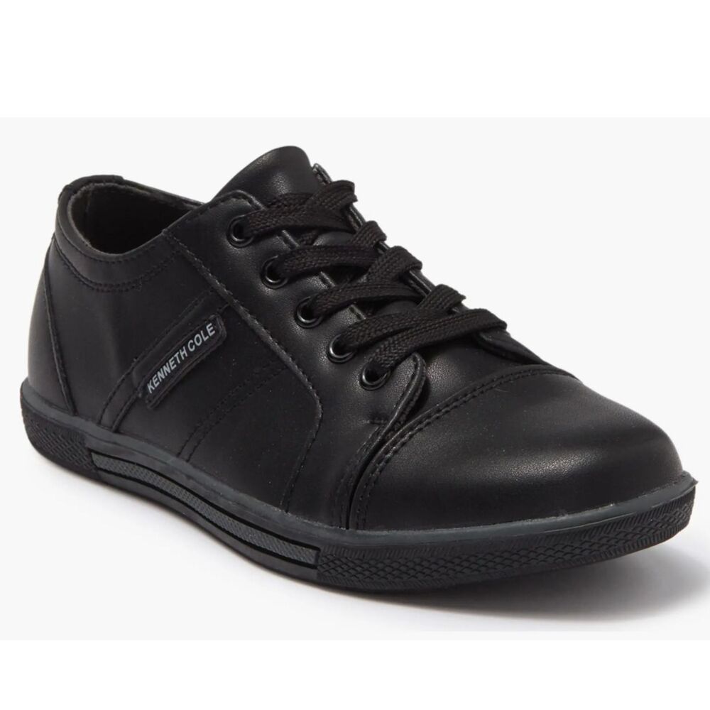 NEW Kenneth Cole Kid Center Adventure All Black Lace Up Dress Sneakers